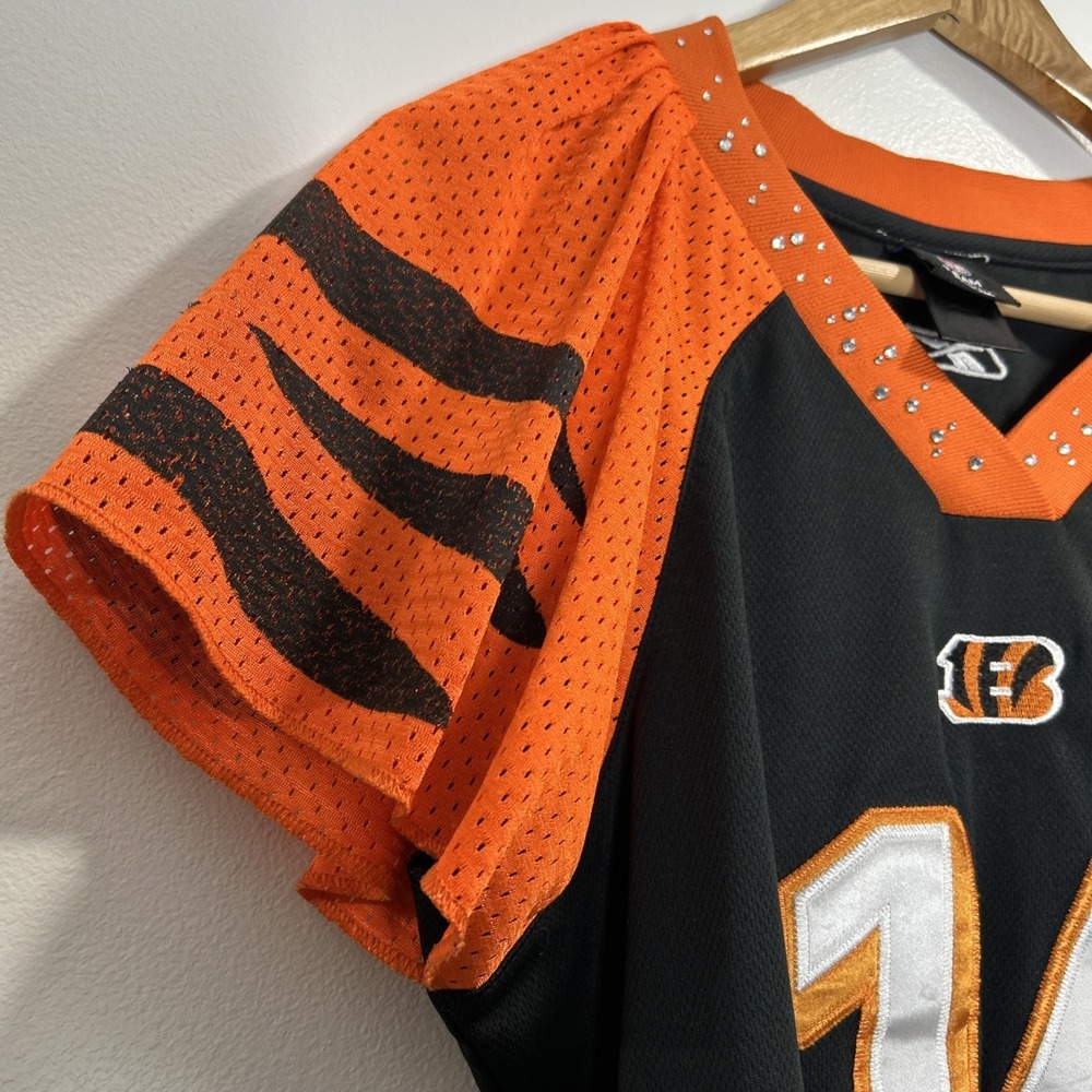 NFL‎ Cincinnati Bengals BLING LACE UP JERSEY SHIRT WOMEN'S Large #14 Dalton - Picture 3 of 11